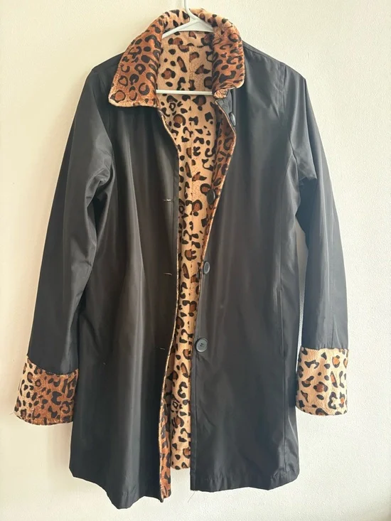 Reversible vintage cheetah print trench coat - Picture 3 of 4